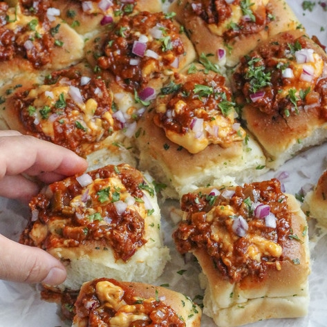 Stuffed Vegan Chili Cheese Dog Bites