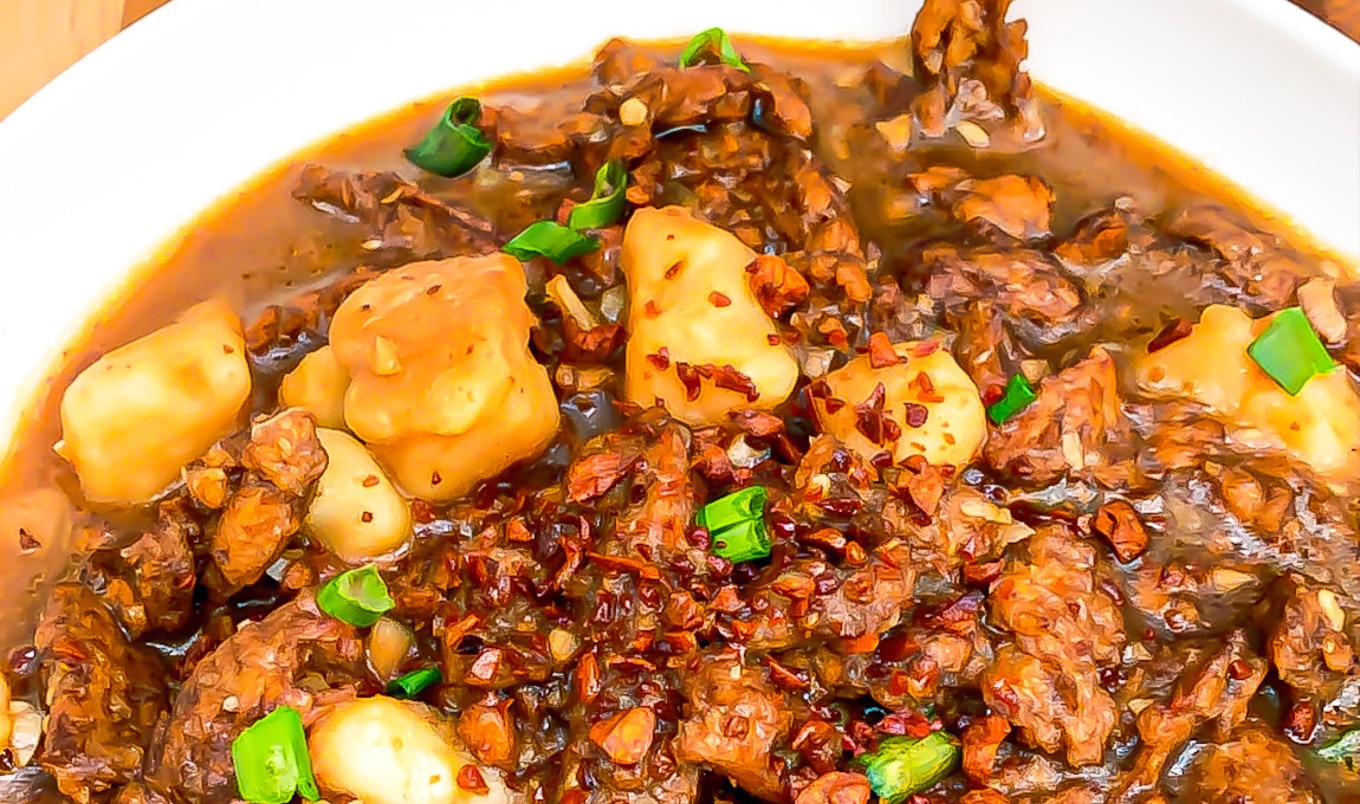 Vegan Filipinx Adobo With Tangy Soy Curls and Potatoes