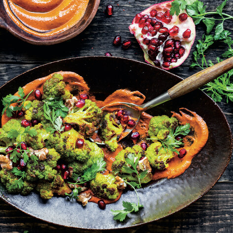 Vegan Curried Cauliflower With Muhammara&nbsp;