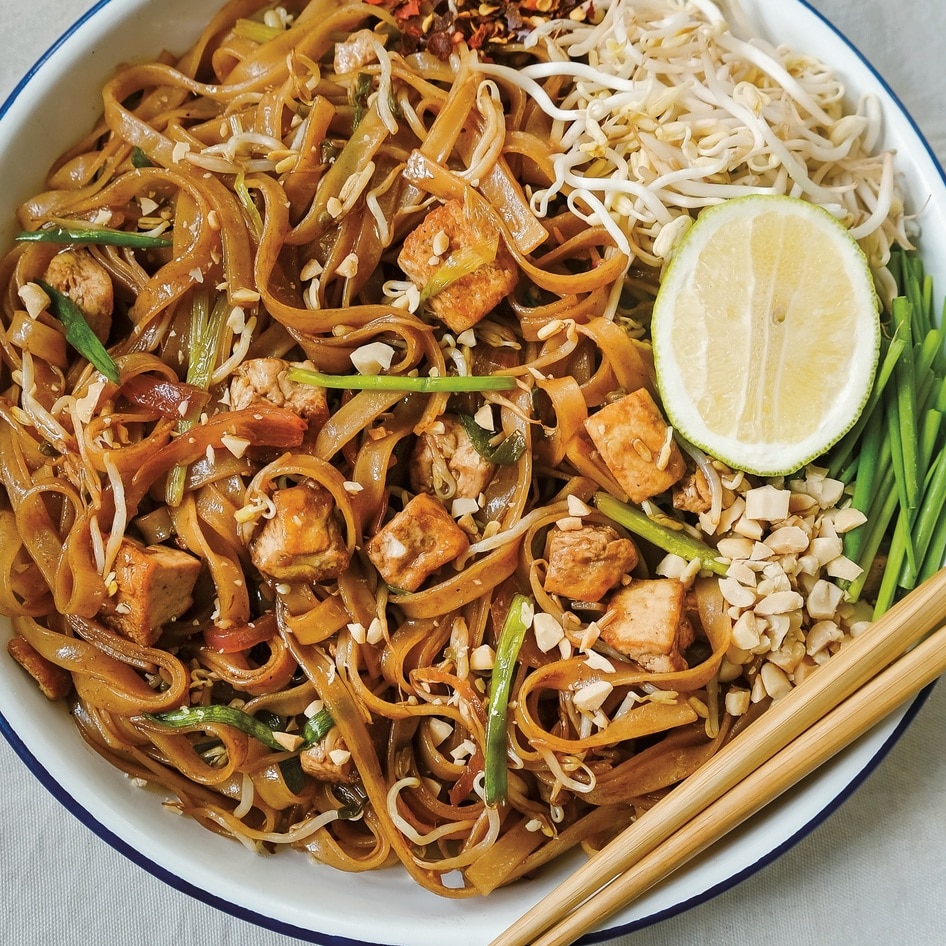 Saucy Vegan Pad Thai With Crisp Pan-Fried Tofu