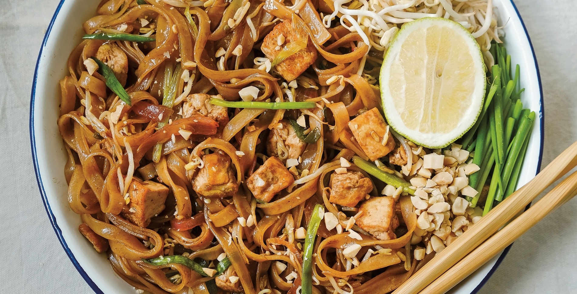 Saucy Plant-Based Pad Thai With Crispy Pan-Fried Tofu