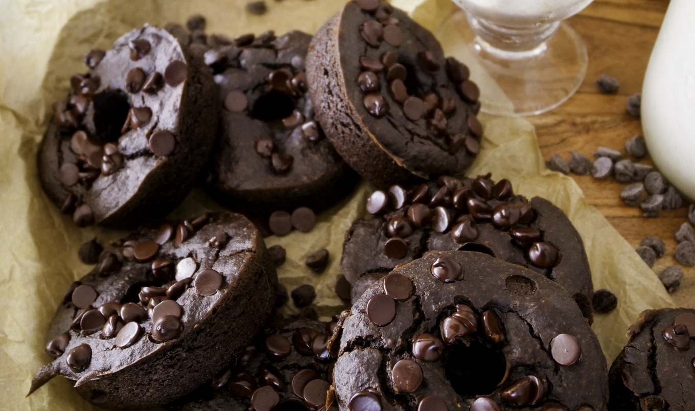 Vegan Double Chocolate Brownie Doughnuts