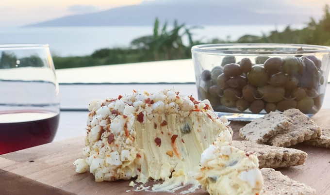 Vegan Macadamia Nut and Herb-Crusted Swiss Cheeseballs