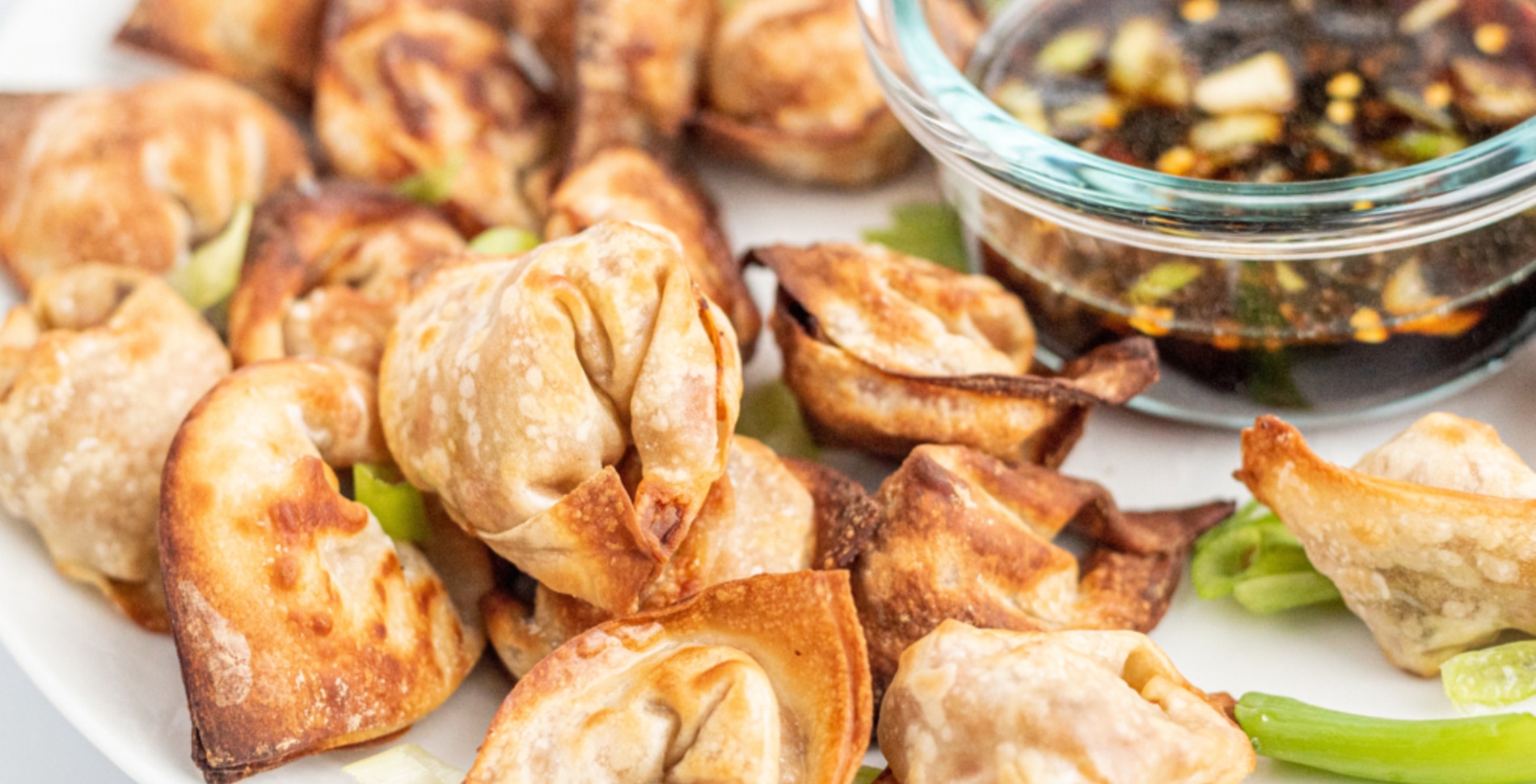 Crispy Veggie Air-Fryer Wontons With Sesame Dipping Sauce