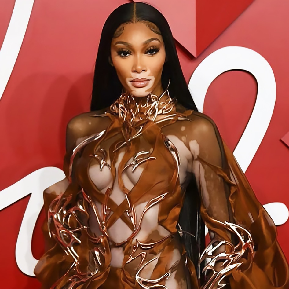 Winnie Harlow Sends a Sustainability Message in a Magnum Vegan Cocoa Husk Dress