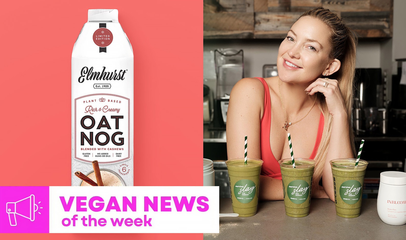 Kate Hudson's Holiday Smoothie, Oat Nog, and More Vegan Food News of the Week