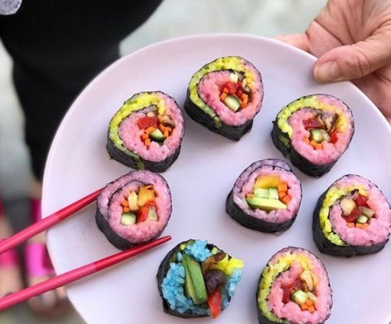 Vegetables, pink sushi version