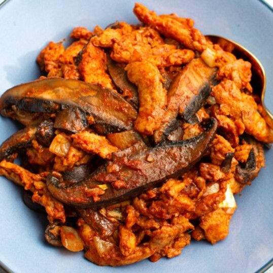 Roasted Portabello Paprikash Over Pasta