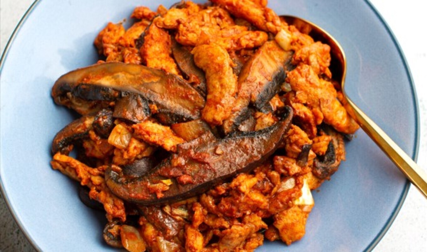 Roasted Portabello Paprikash Over Pasta