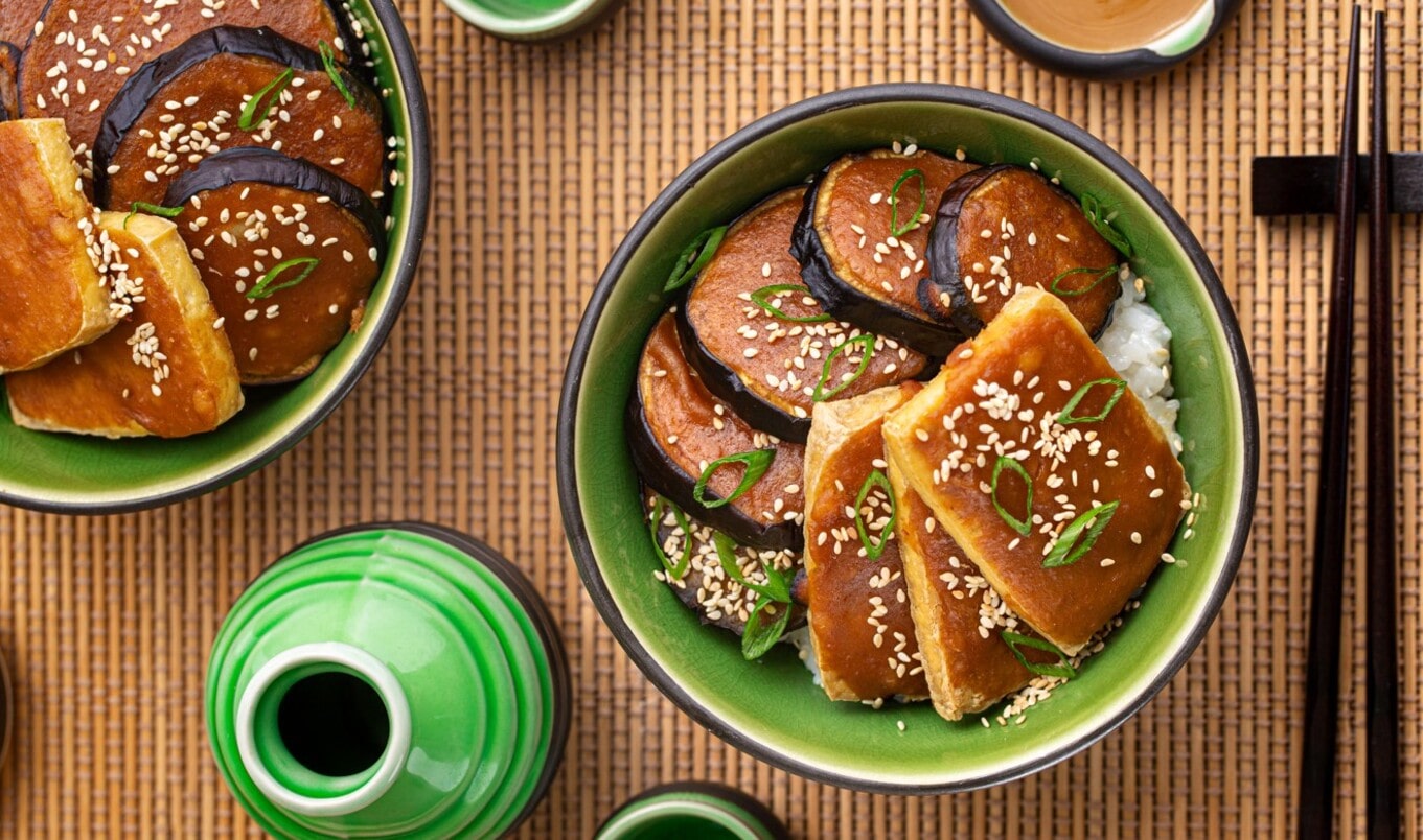 Vegan Miso-Glazed Eggplant Dengaku Donburi