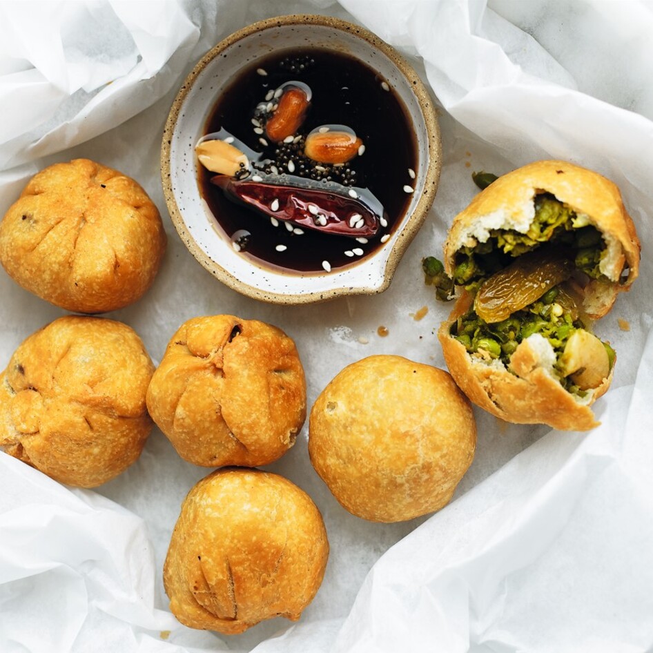 Vegan Indian Spicy Pea Croquettes Kachori