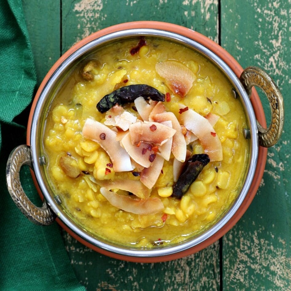 Vegan Split Pea Dal With Ginger and Coconut