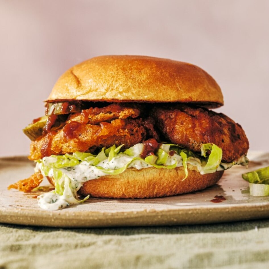 Vegan Cajun Beer-Battered Oyster Mushroom Sandwich