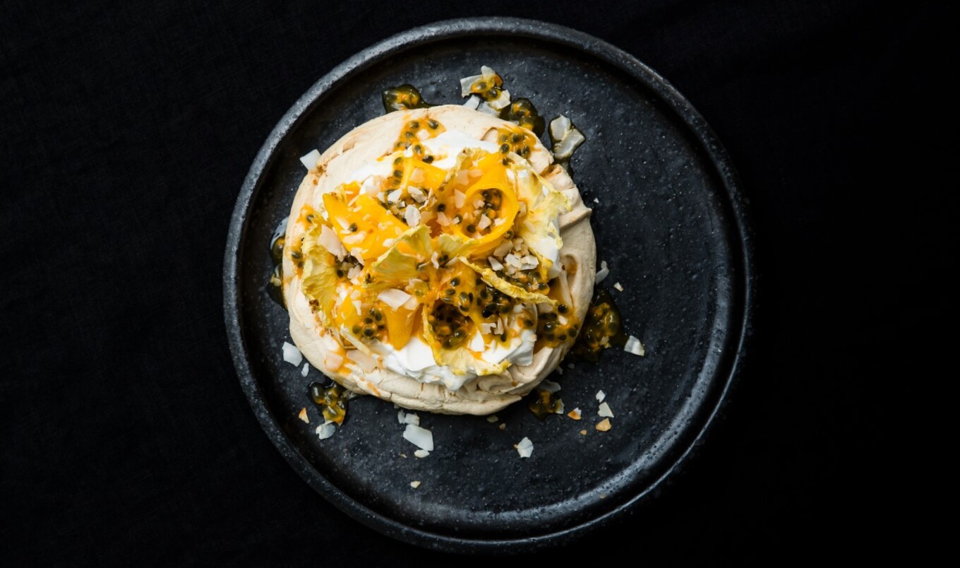  Vegan Tropical Passionfruit and Mango Pavlova