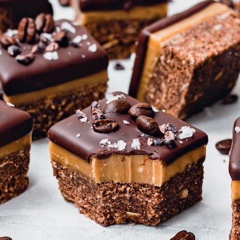 Vegan No-Bake Chocolate Espresso Caramel Bars&nbsp;