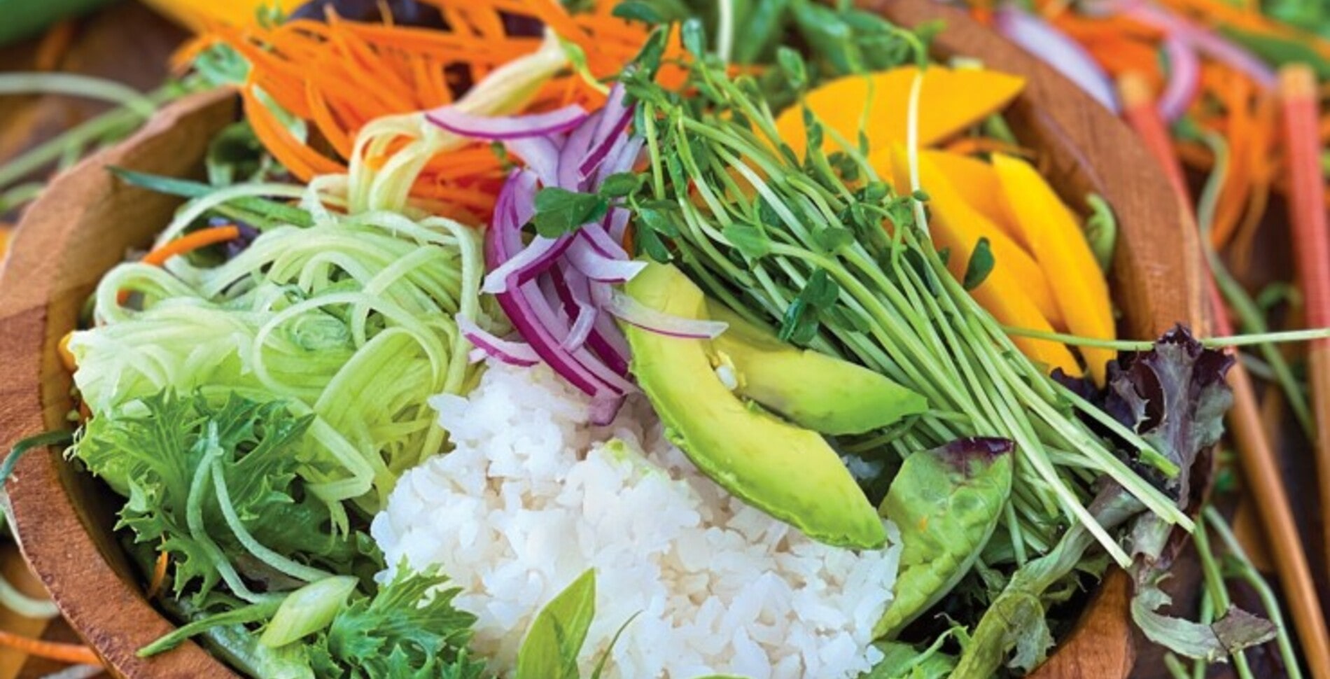 Easy Vegan Spring Roll Bowl With Mango and Avocado