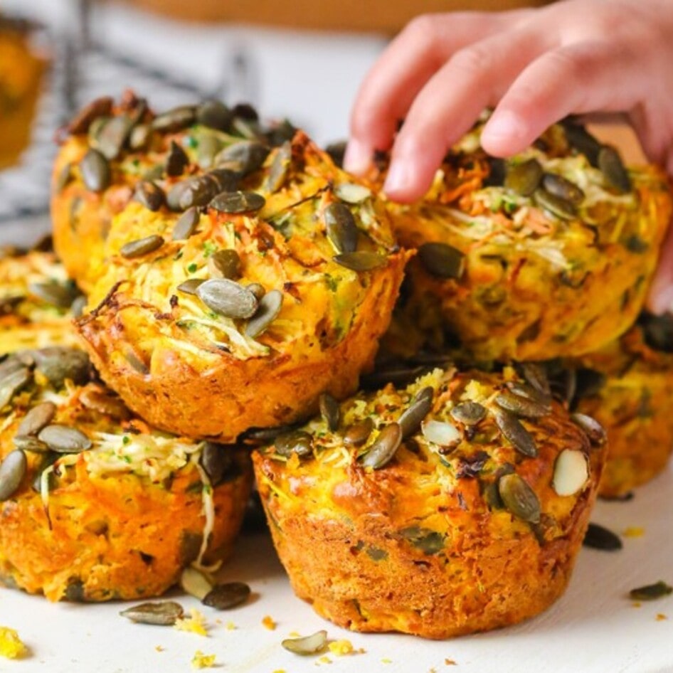 Savory Vegan Cheesy Zucchini and Carrot Muffins