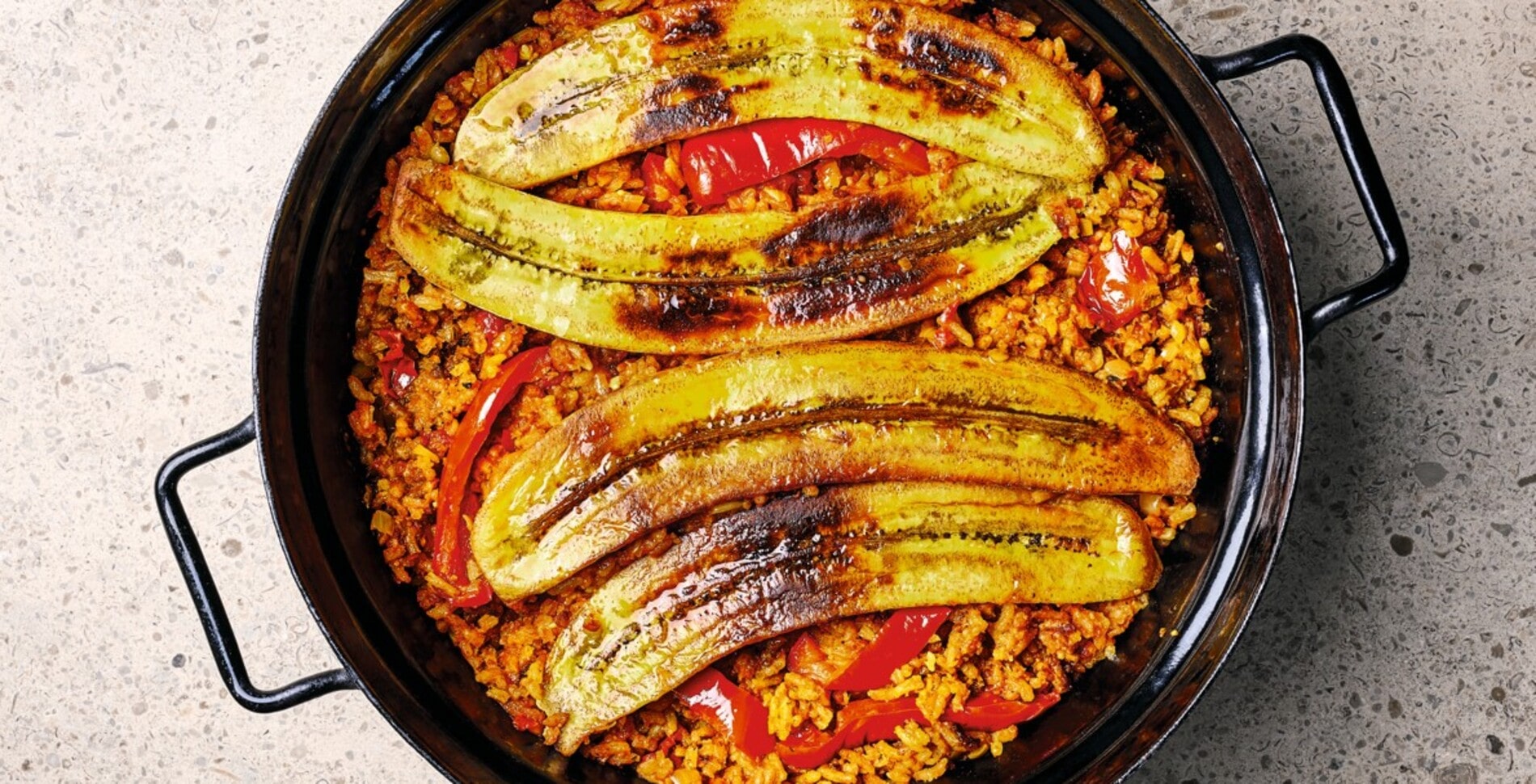 Garlicky Fried Plantains With Spicy Red Pepper and Tomato Rice
