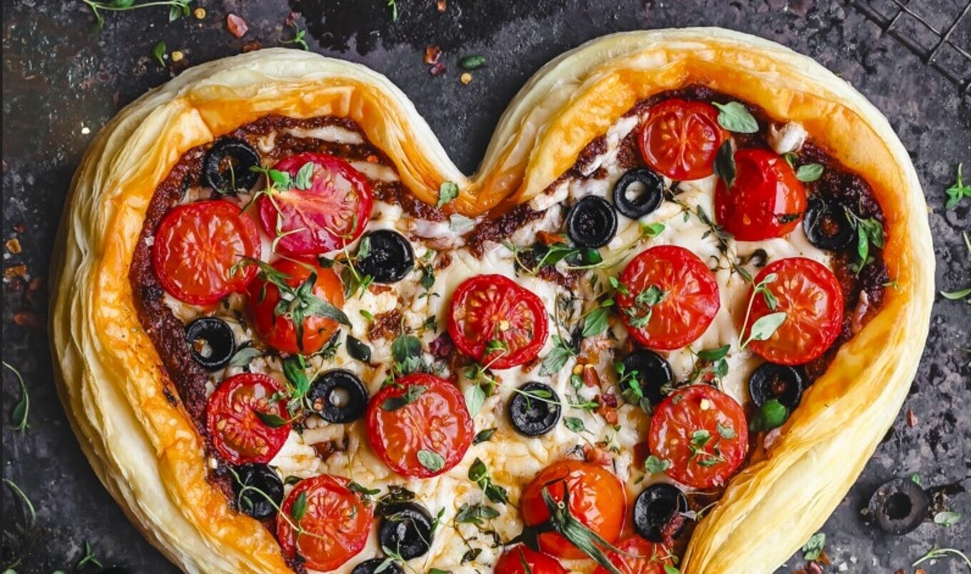 Heart-Shaped Tomato Tart With Spiced Red Pesto