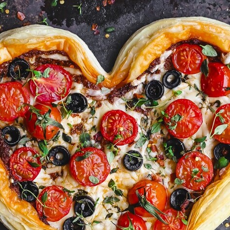 Vegan Heart-Shaped Tomato Tart With Spiced Red Pesto