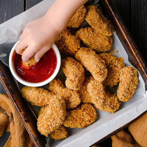 Crispy, Golden, Baked Vegan Chickpea Nuggets