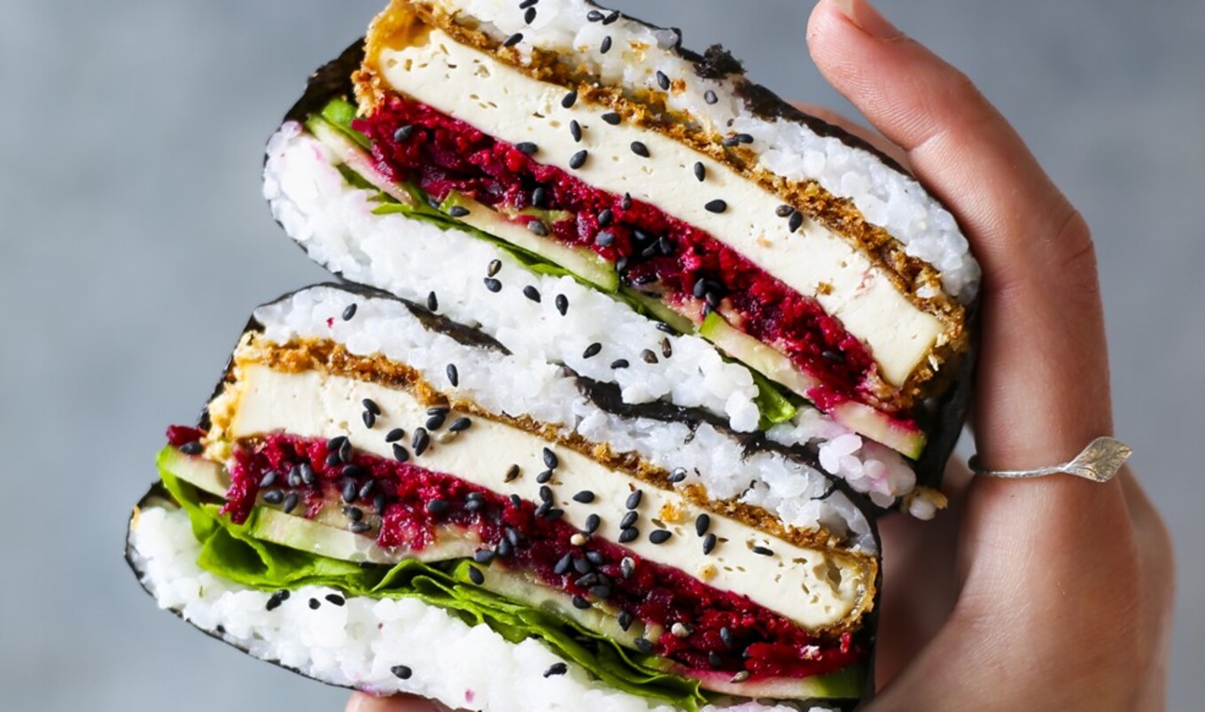 Vegan Sushi Sandwich With Crispy Tofu and Pickled Beets