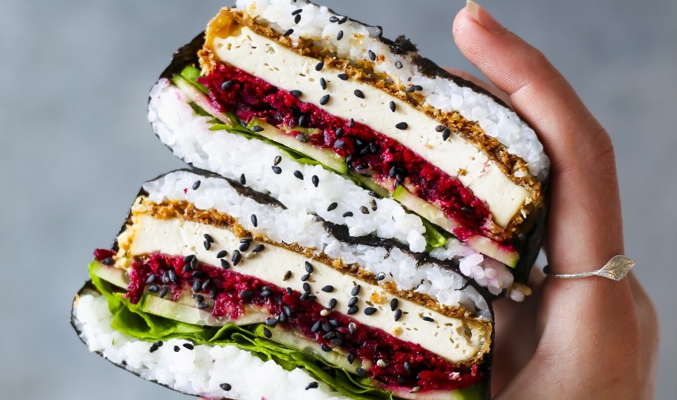 Vegan Sushi Sandwich With Crispy Tofu and Pickled Beets