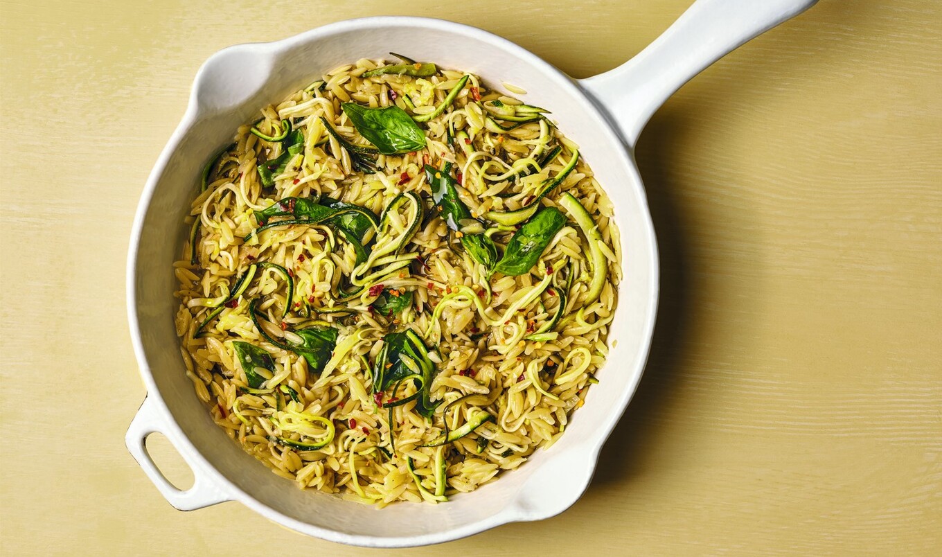 Courgette Lemon Orzo - Lucy & Lentils