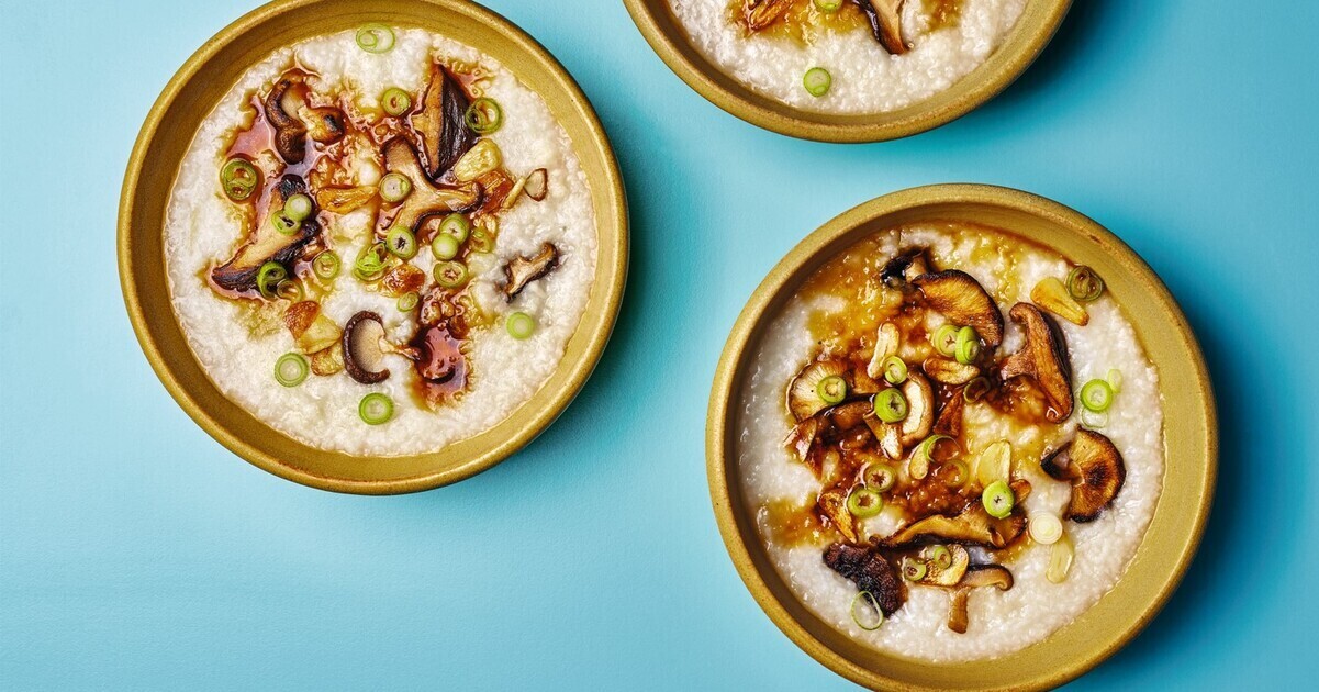 Crispy Garlic Shiitake Congee | VegNews