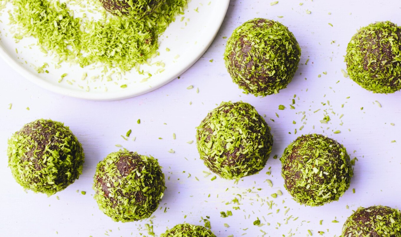 Matcha Chocolate Coconut Bliss Balls