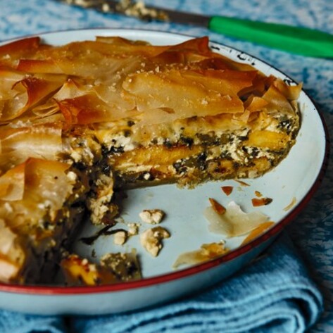 Vegan Caribbean Callaloo and Plantain Phyllo Pie