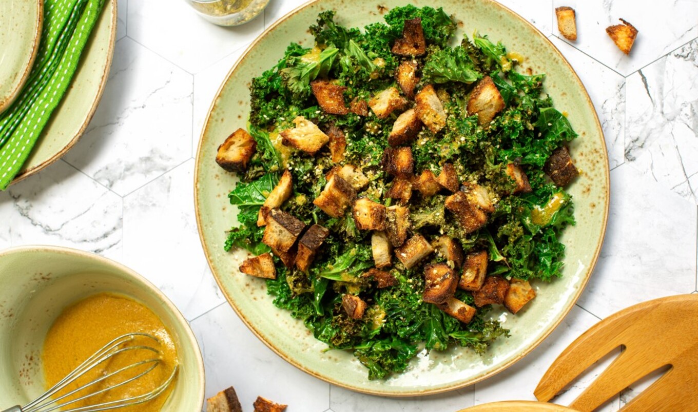 Easy Vegan Kale Caesar Salad