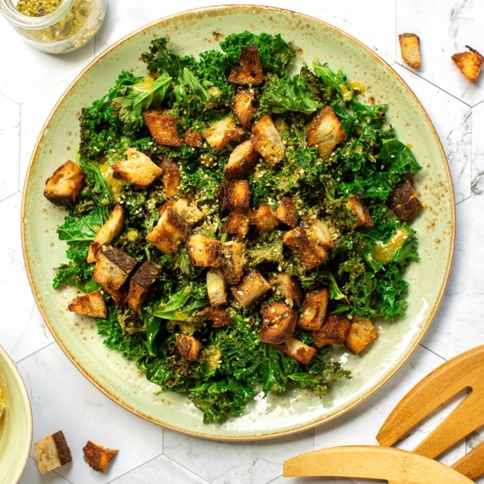 Easy Vegan Kale Caesar Salad