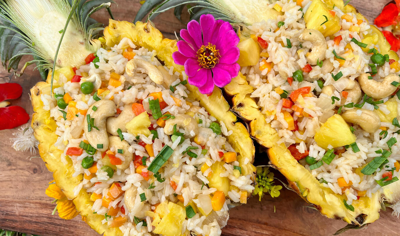 Pineapple Cashew Fried Rice With Vegan Egg