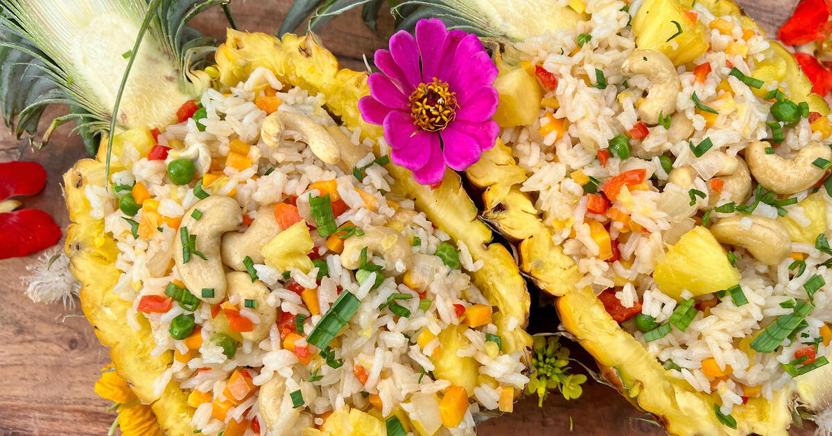 Vegan Pineapple Cashew Fried Rice With Vegan Eggs
