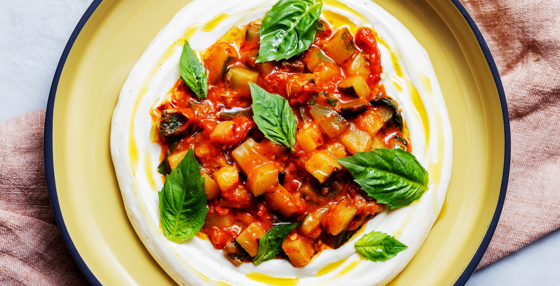 Whipped Tofu With Summery Basil Zucchini