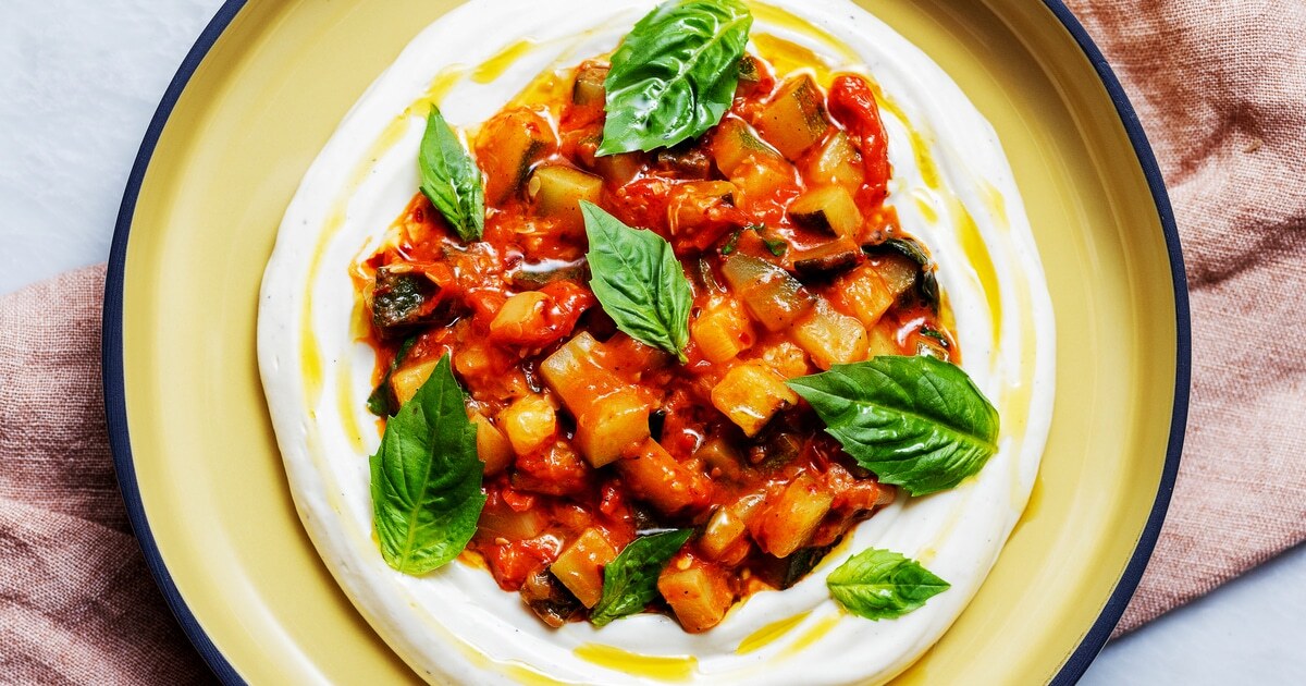 Whipped Tofu With Summery Basil Zucchini | VegNews