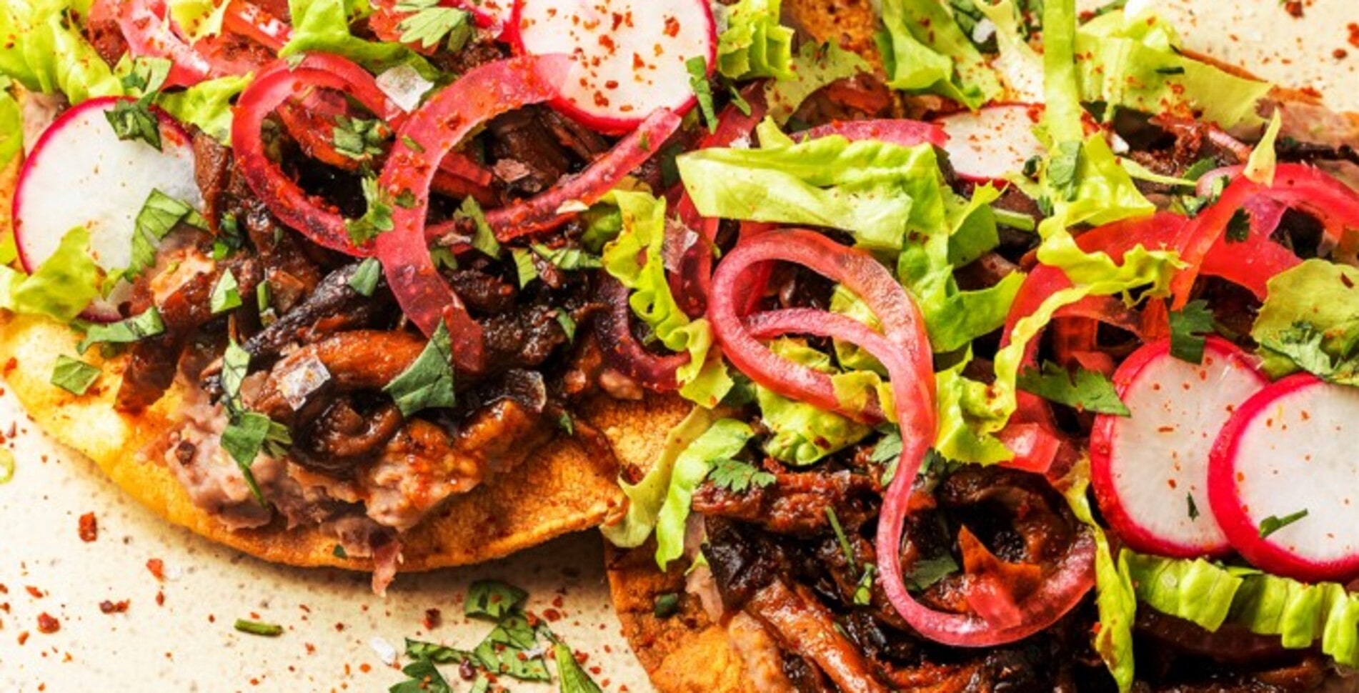 Loaded Mushroom Tostadas With Pickled Onions