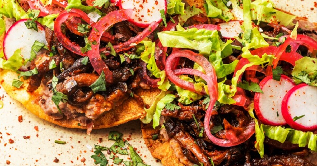 Vegan Shredded Mushroom Tostadas | VegNews