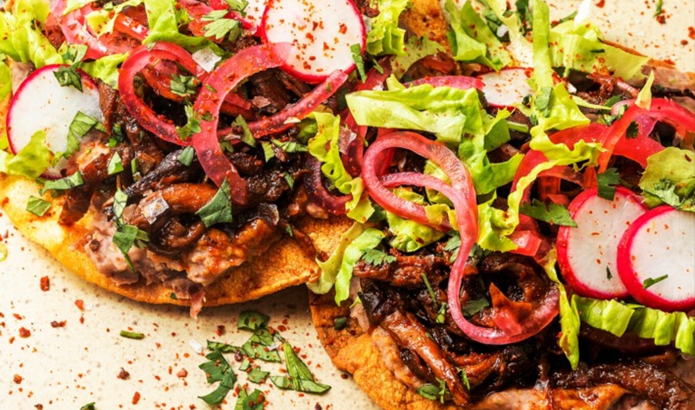 Vegan Shredded Mushroom Tostadas