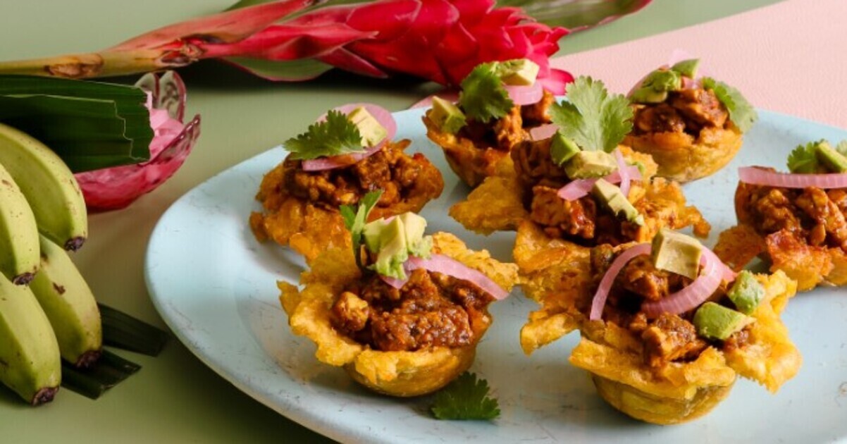Tempeh-Filled Golden Plantain Cups | VegNews