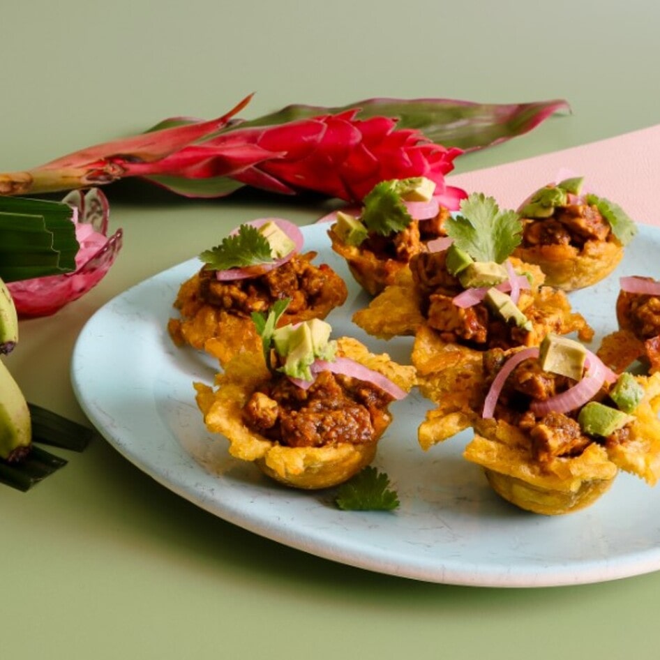 Vegan Tostones Rellenos (Tempeh-Stuffed Plantain Cups)