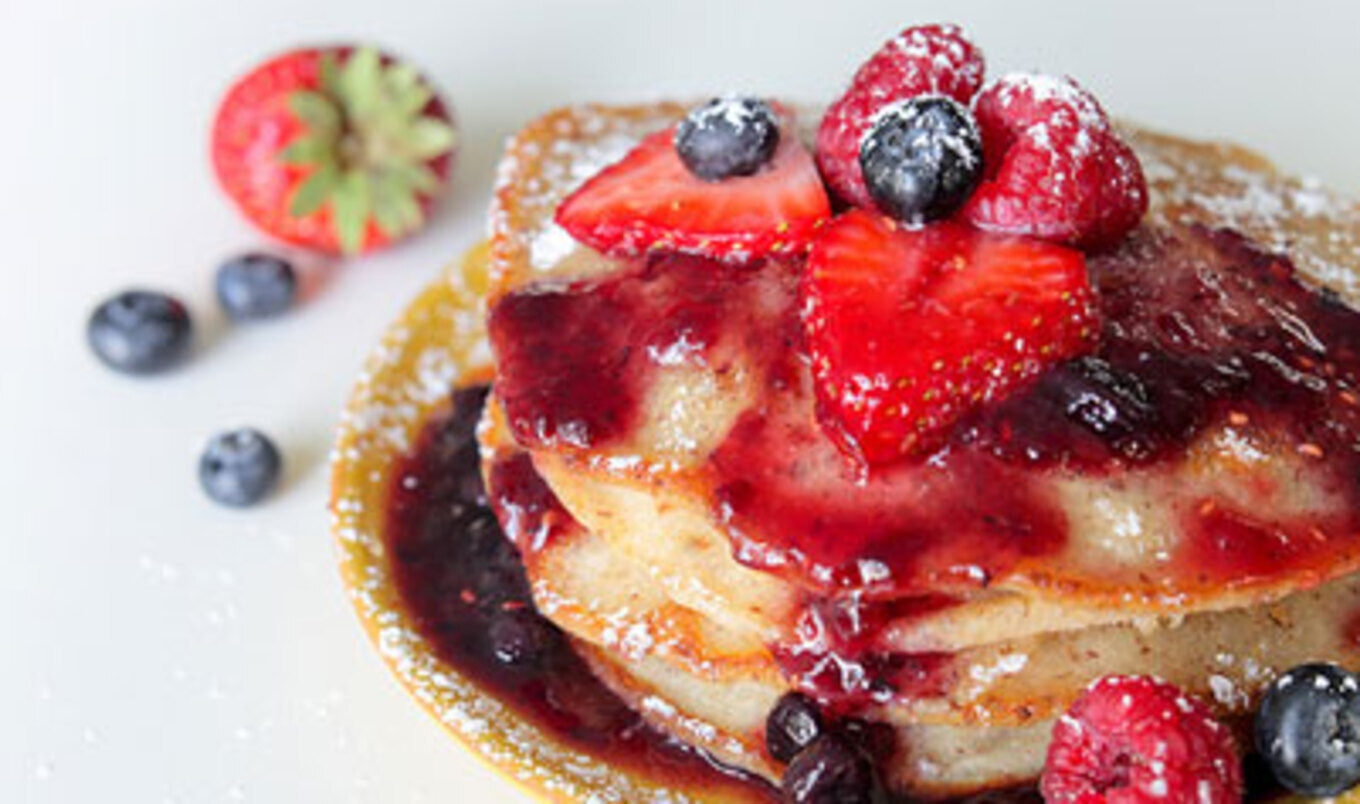 Spiced Banana Pancakes With Blueberry Syrup
