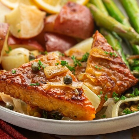 Sheet Pan Vegan Tempeh Picatta