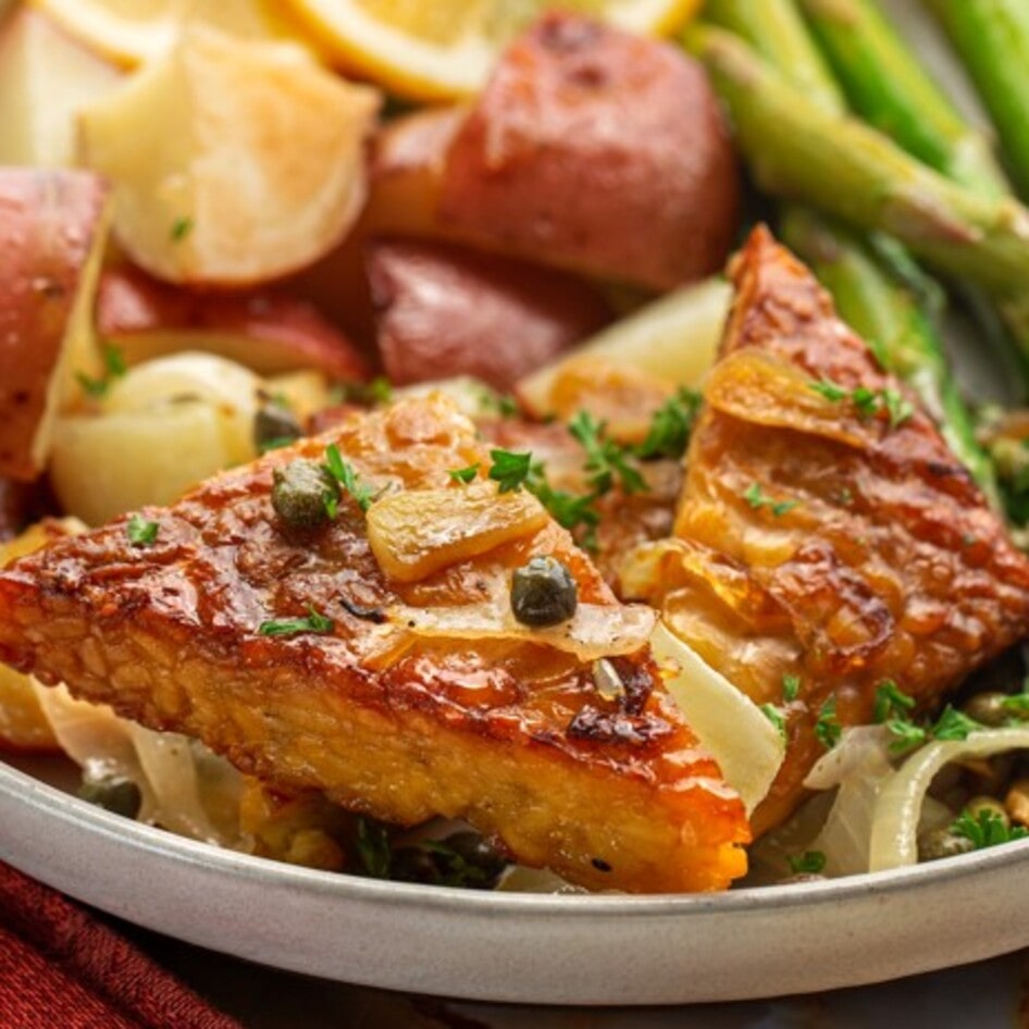 Sheet Pan Vegan Tempeh Picatta