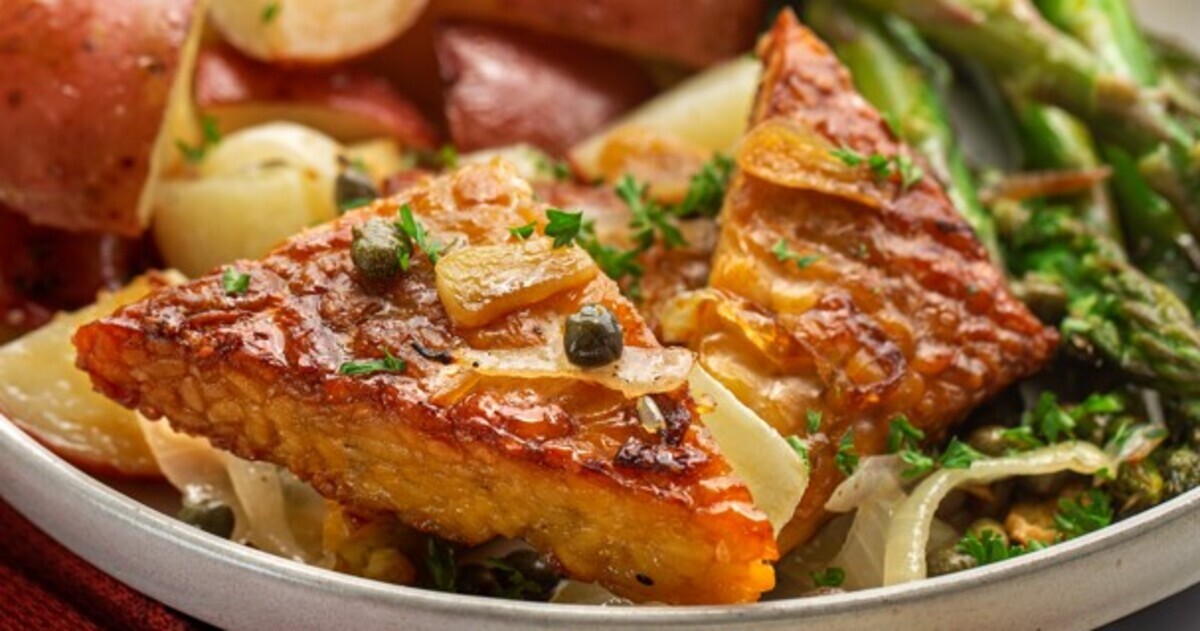 Sheet Pan Tempeh Picatta With Lemon-Caper Sauce | VegNews