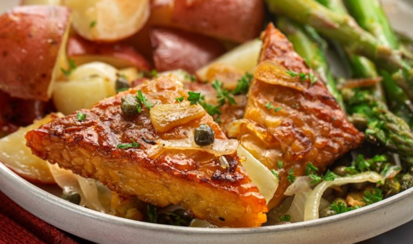 Sheet Pan Tempeh Picatta With Lemon-Caper Sauce