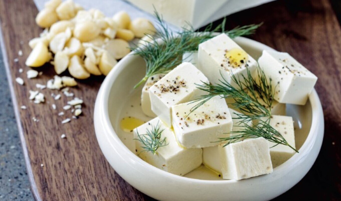 Aged Homemade Macadamia Feta Cheese