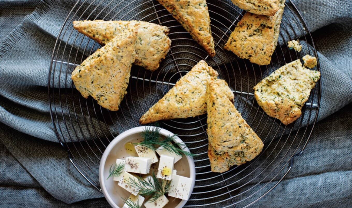 Vegan Macadamia Feta and Herb Biscuits | VegNews