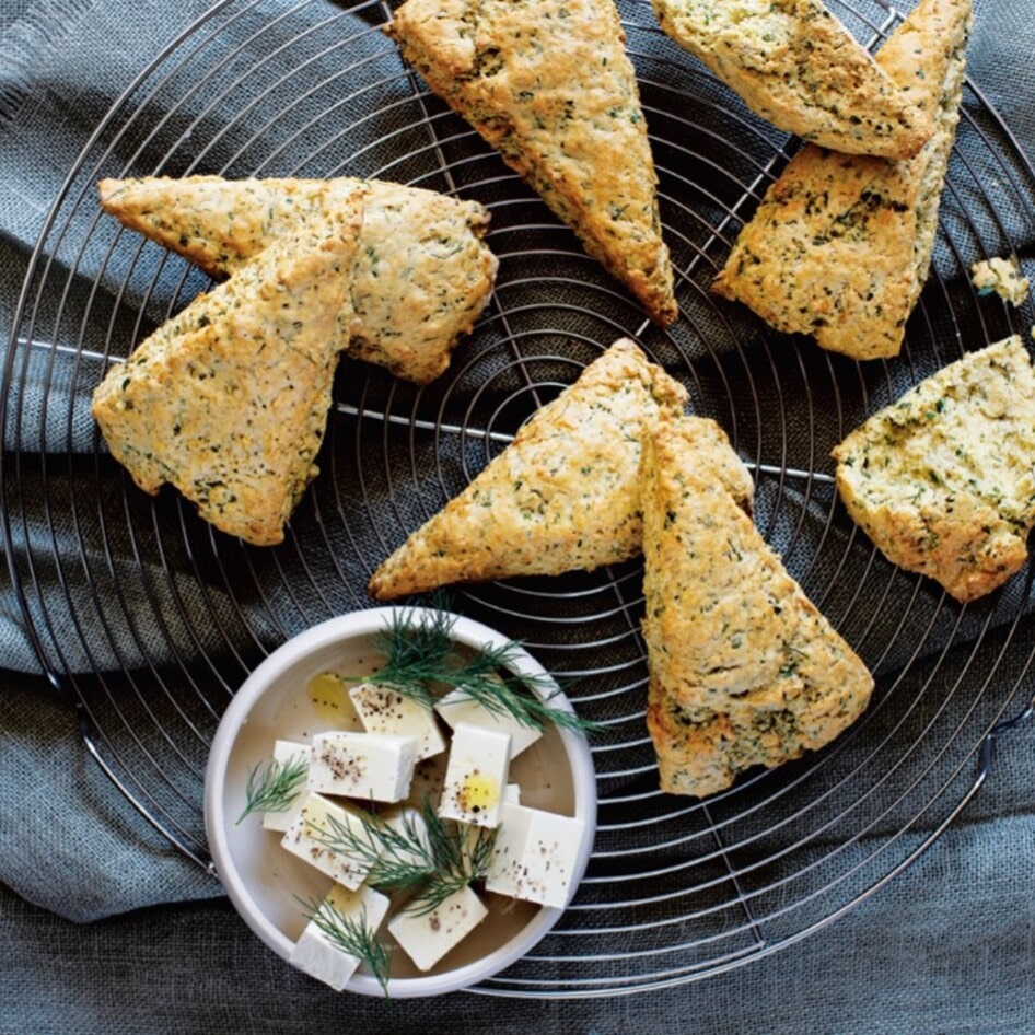 Vegan&nbsp;Macadamia Feta and Herb Biscuits